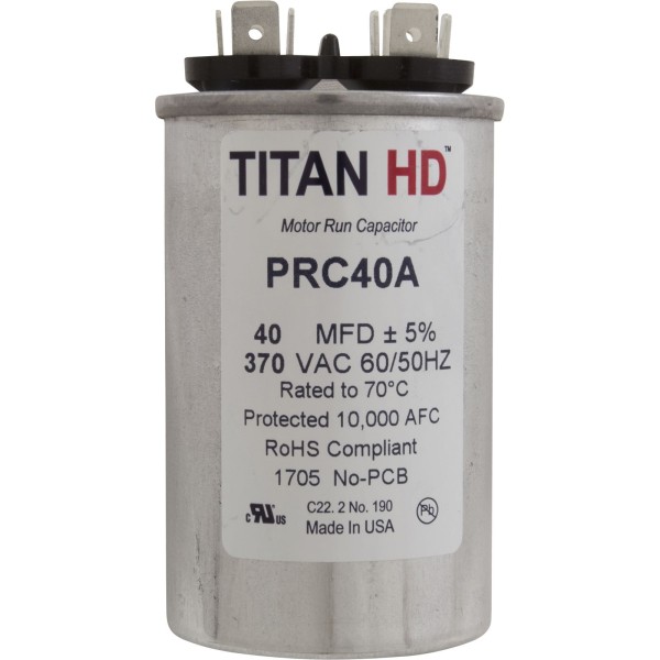 Run Capacitor, 40 MFD, 370v :