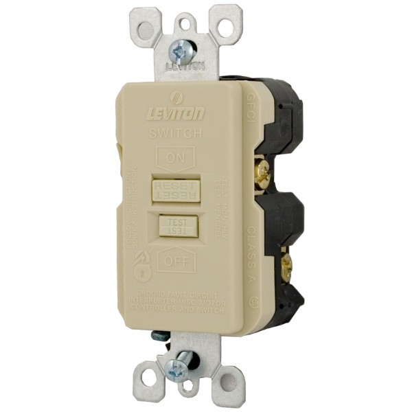 GFCI, Leviton, 20A, SPST, Deadfront, Ivory : GFRBF-1