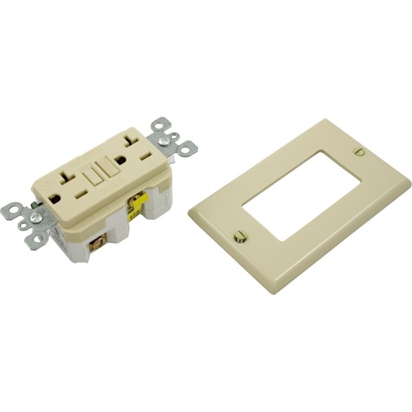 GFCI, Leviton, 20A, SPST, Plugface, Ivory : GFNT2-I