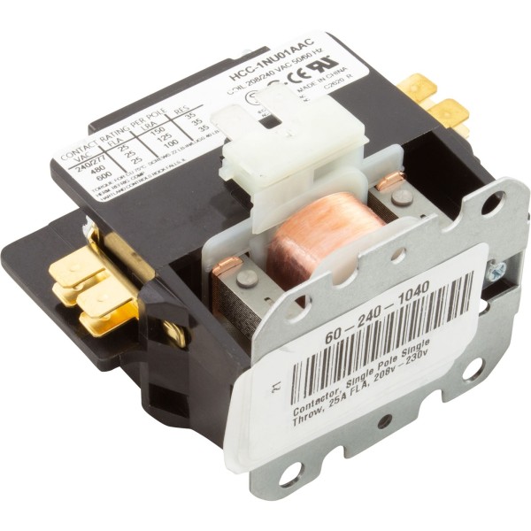 Contactor, Single Pole Single Throw, 25A FLA, 208v-230v :