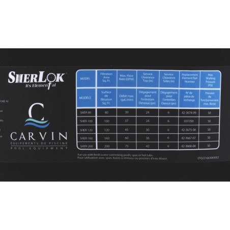 Cartridge Filter, Carvin Sherlok 160, 160sqft, 160gpm, 2"fpt : 94223810