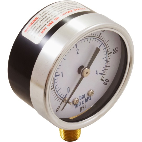 Pressure Gauge, 1/8"mpt, 0-60psi, Bottom Mount, Generic :