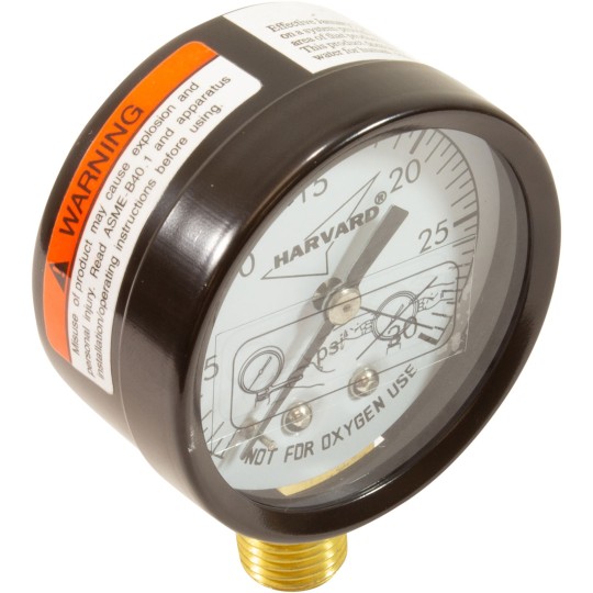 Pressure Gauge, 1/4"mpt, 0-30psi, Bottom Mount, 2"fd, Generic :