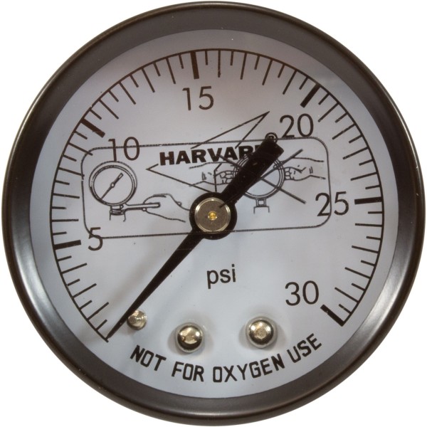 Pressure Gauge, 1/4"mpt, 0-30psi, Back Mount, 2"fd, Generic :