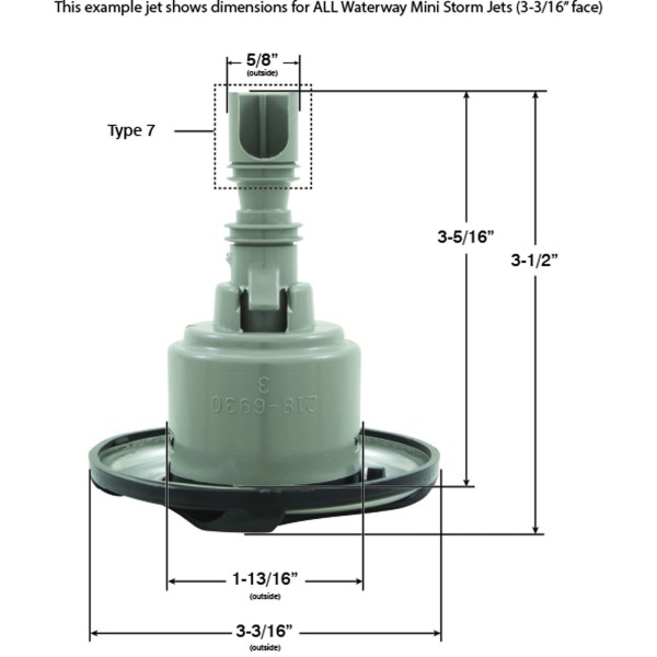 Jet Intl, WW Mini Storm, Swirl, 3-5/16"fd, Dir, SS/Dk Gry, Thd : 229-8449S-DSG