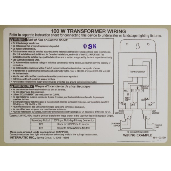 Transformer, Intermatic, 115v, 12v/13v, 100w, Beige, Steel : PX100