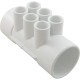 Manifold, 1/2" Slip, 6 Port, Flow Thru, 2" Slip x 2" Slip : 672-4110