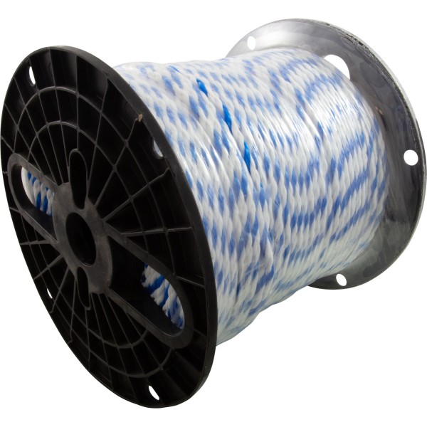 Polypropylene Rope, 1/4"dia, 2 White 1 Blue Strand, 600ft : PPR14600BW