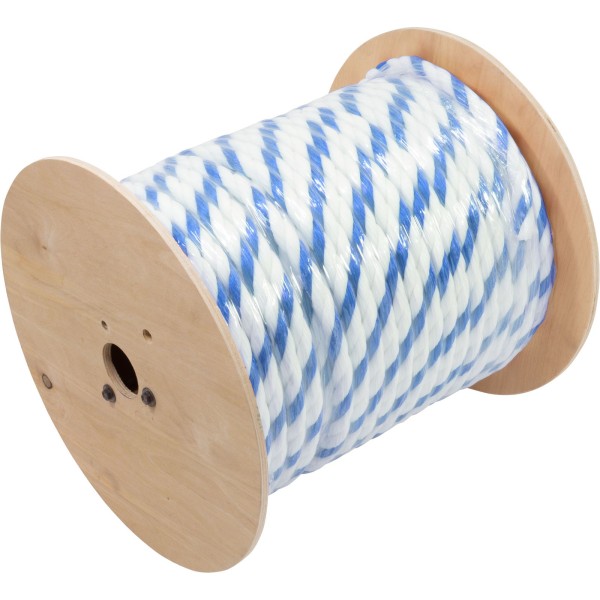 Polypropylene Rope, 3/4"dia, 2 White 1 Blue Strand, 300ft : PPR34300BW