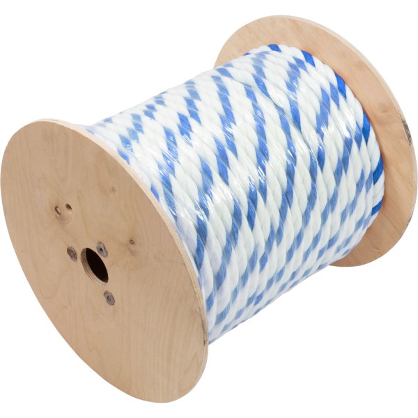 Polypropylene Rope, 3/4"dia, 2 White 1 Blue Strand, 300ft : PPR34300BW