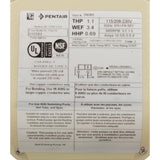 Pump, Pentair WF, 1.1hp, 115/208-230v, 1-Spd, Prem Eff, TEFC : 015583
