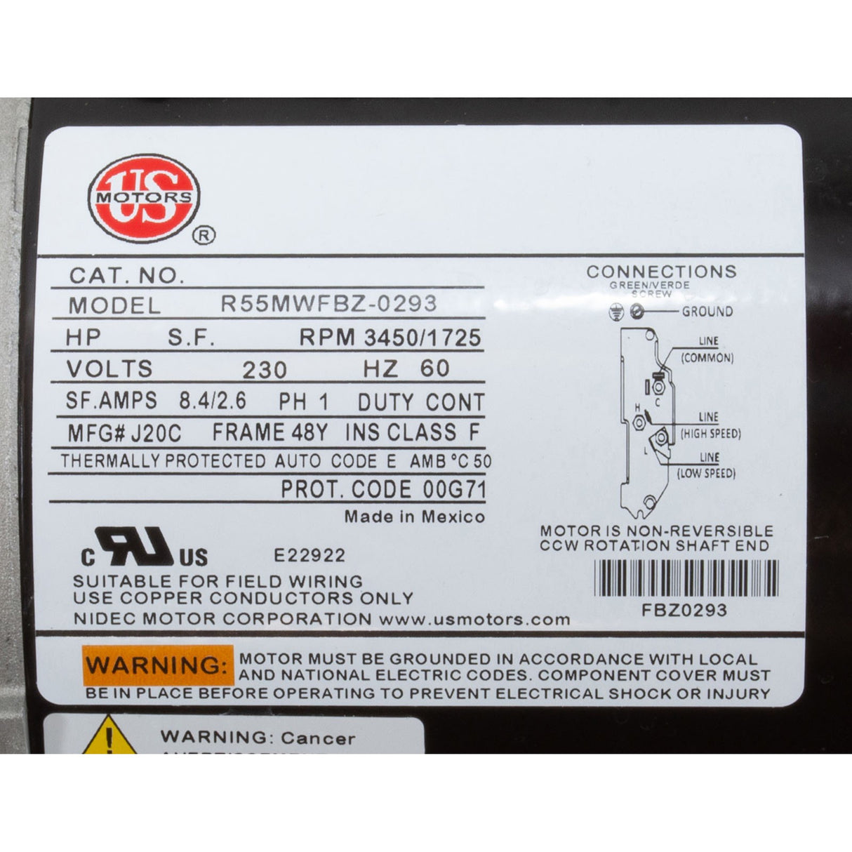 Pump, WW Exec, 2.0hp, 230v, 2-Spd, 48fr, 2", OEM : 3420820-1A