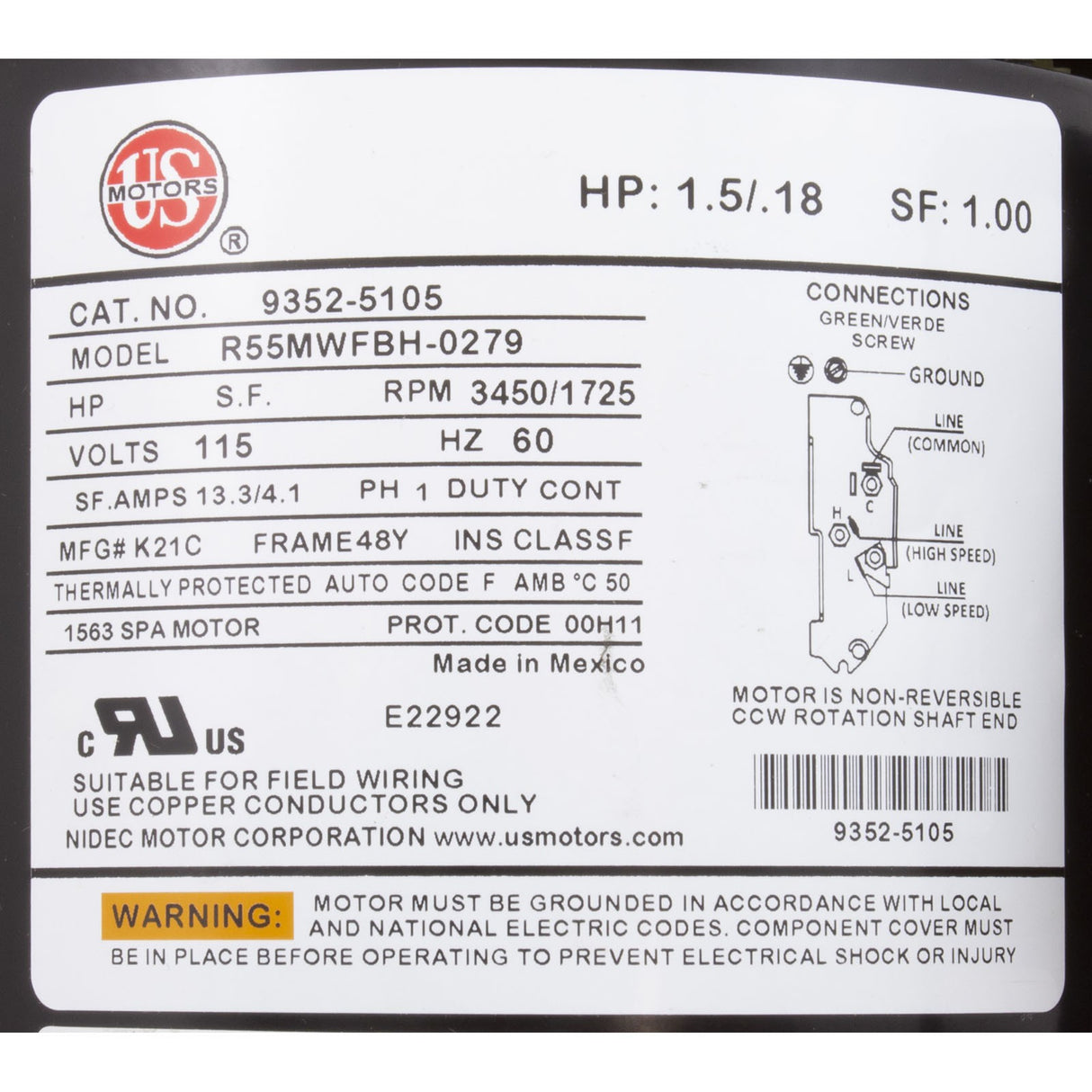 Pump, Aqua Flo XP2, 1.5hp, 115v, 2-Spd, 48fr, 2", OEM : 06115000-1040