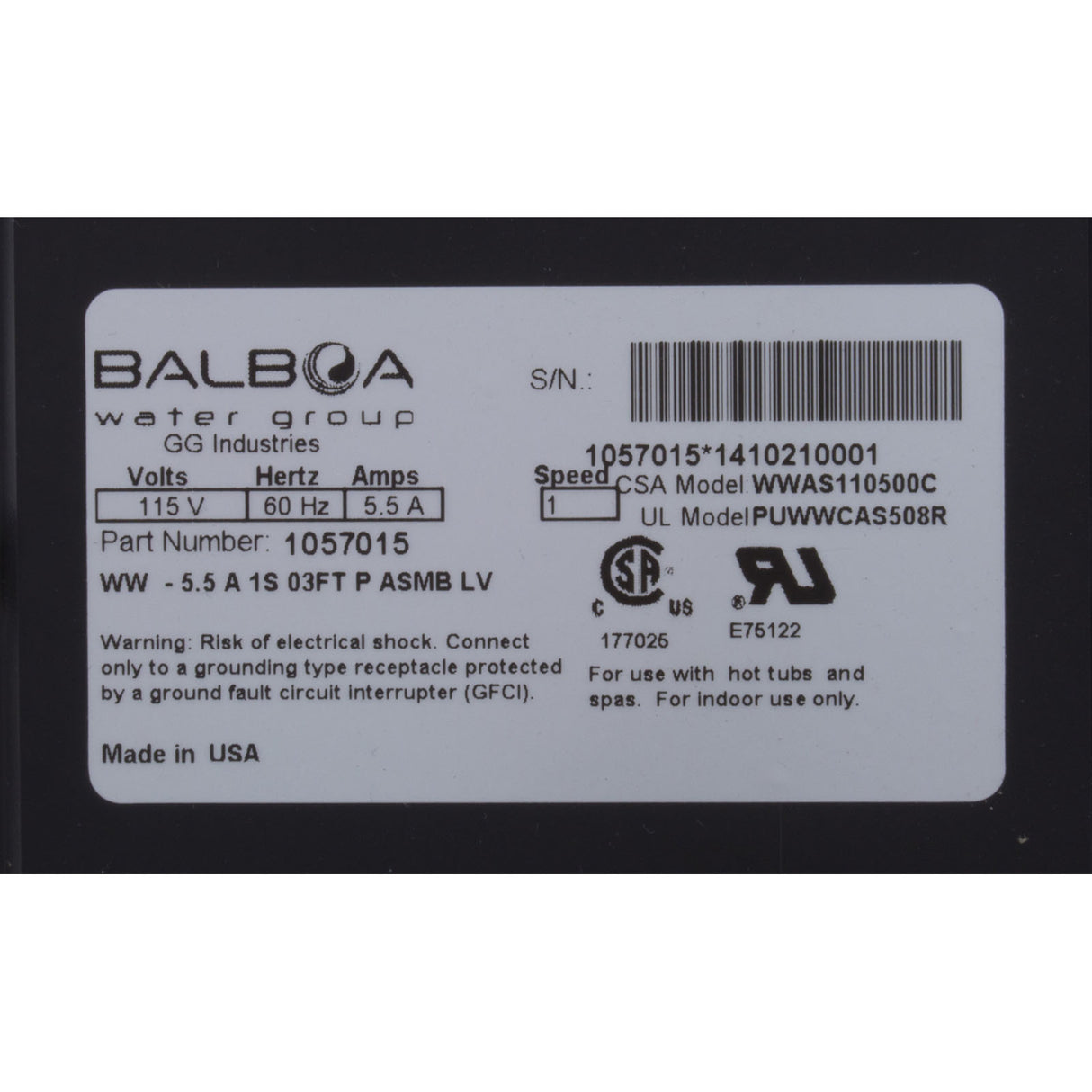 Pump, Bath, Balboa Wow, 5.5A, W/ Air Switch : 1057015 - Balboa Water Group - 1057015 - PartsForSpas.com