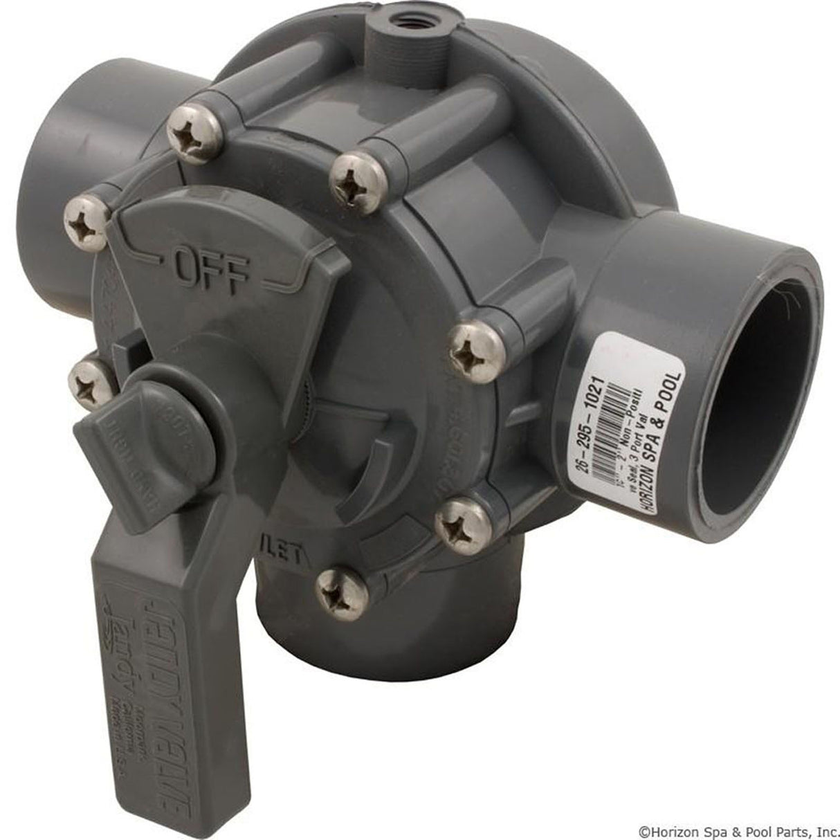 Diverter Valve, Jandy/Zod, 1-1/2"s/2"spg Non-Pos, 3 Port, Gry : 3344