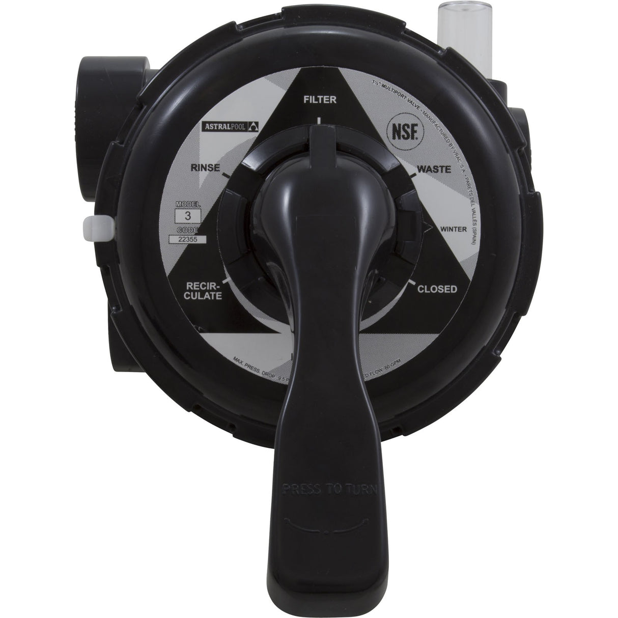 MPV, Astral Sand Filter, 1-1/2", Side Mount, 6 Position : 22355