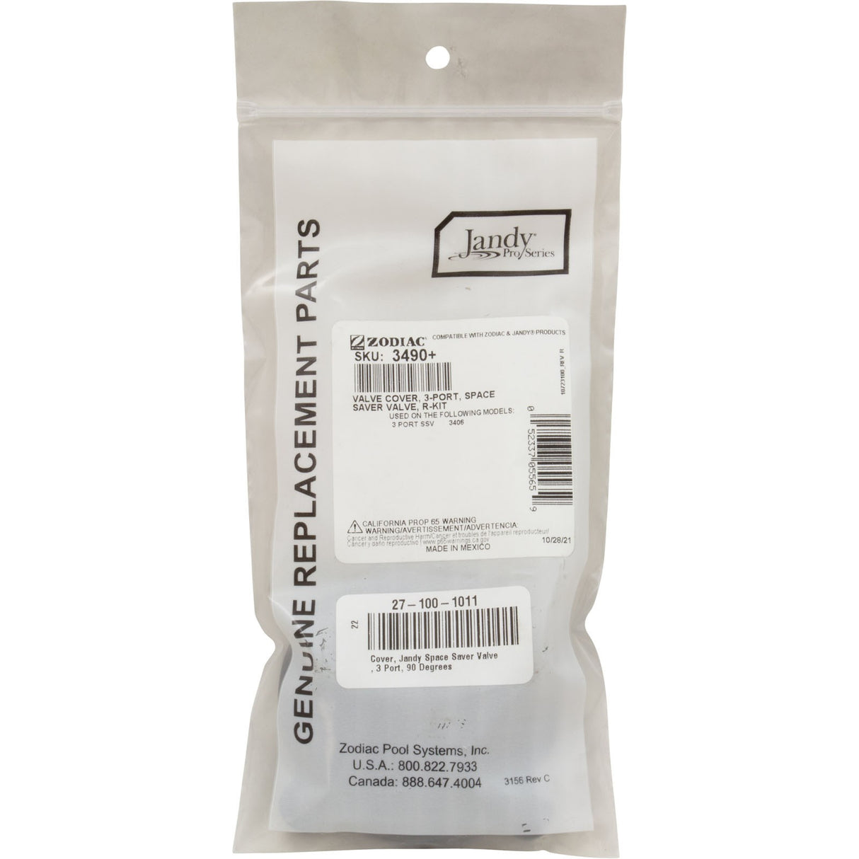 Cover, Jandy Space Saver Valve, 3 Port, 90 Degrees : 3490+