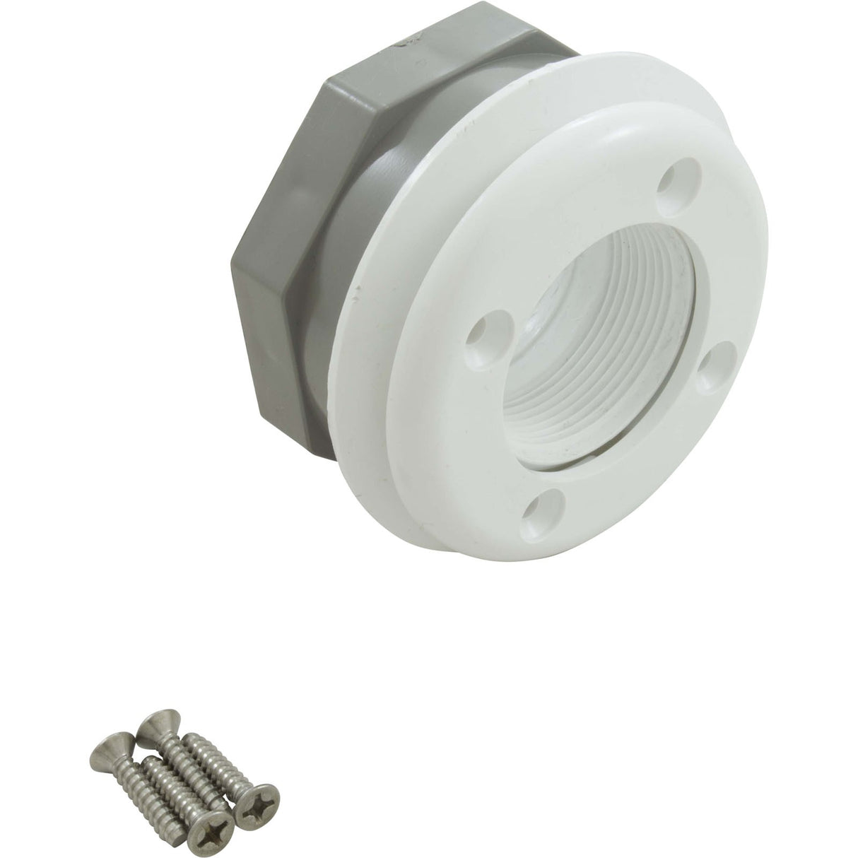 Wall Fitting, Waterway, Vinyl, 1-1/2"s Combo Nut, White : 400-9060B