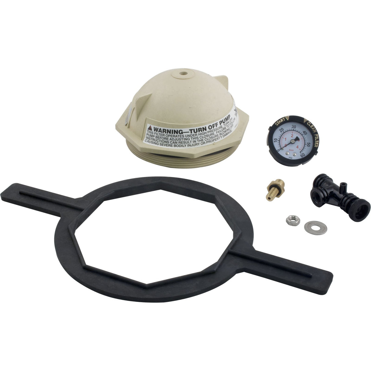 Tank Lid Kit, Pentair PacFab Triton II, 6" thd, Tan : 154697