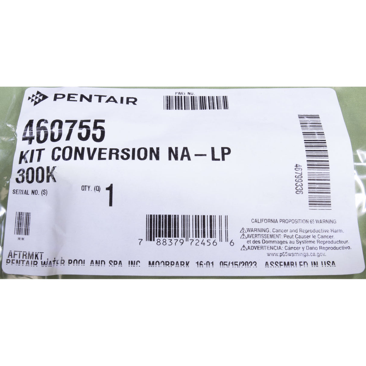 Conversion Kit, Pentair MasterTemp 300, Nat. to LP : 460755