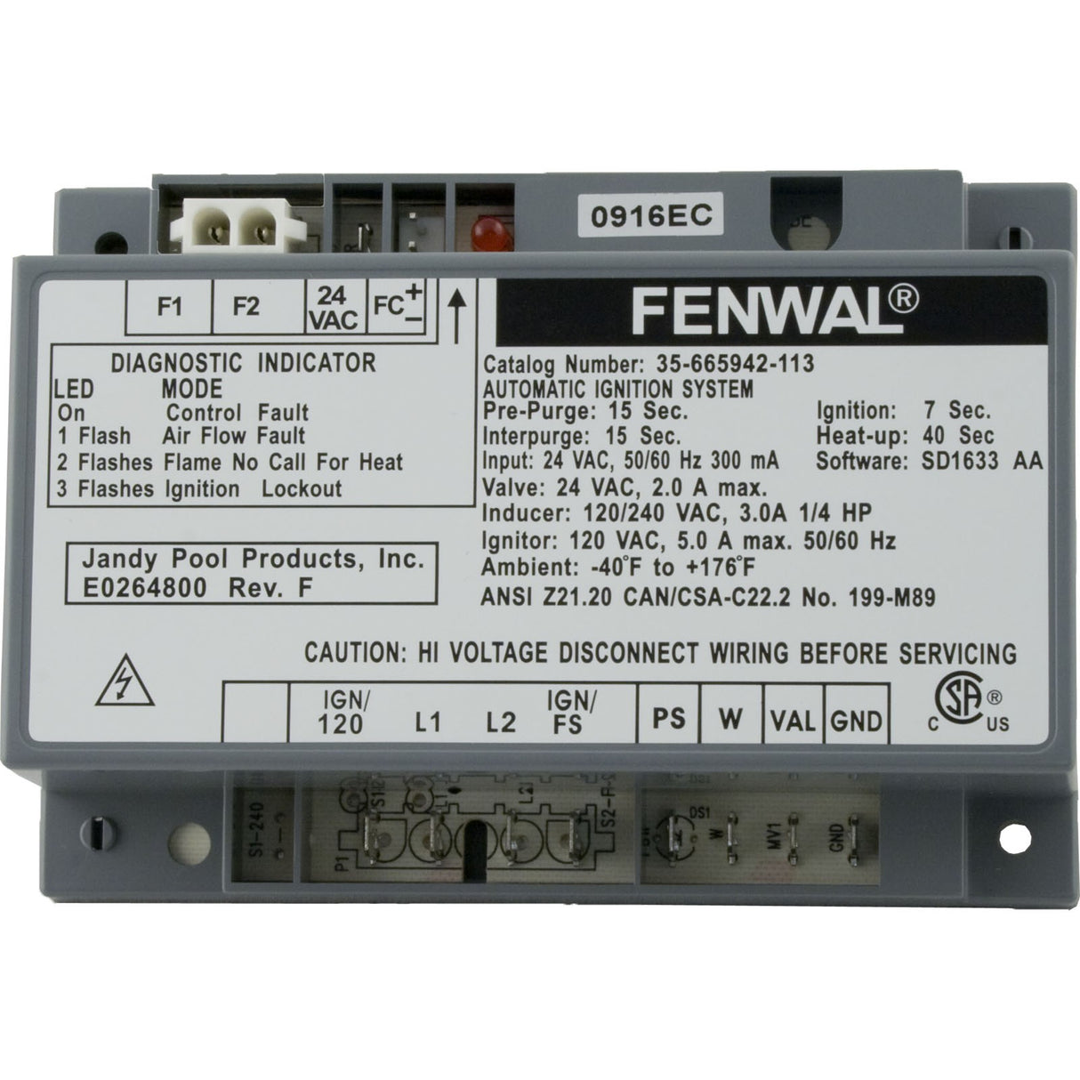 Ignition Control, Zodiac Jandy LXi : R0456900