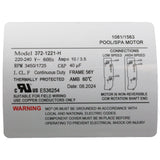 Pump, WW Executive, 3.0hp, 230V, 2-Spd, 56Fr, 2-1/2", 8ft Cord : ME-30226-25