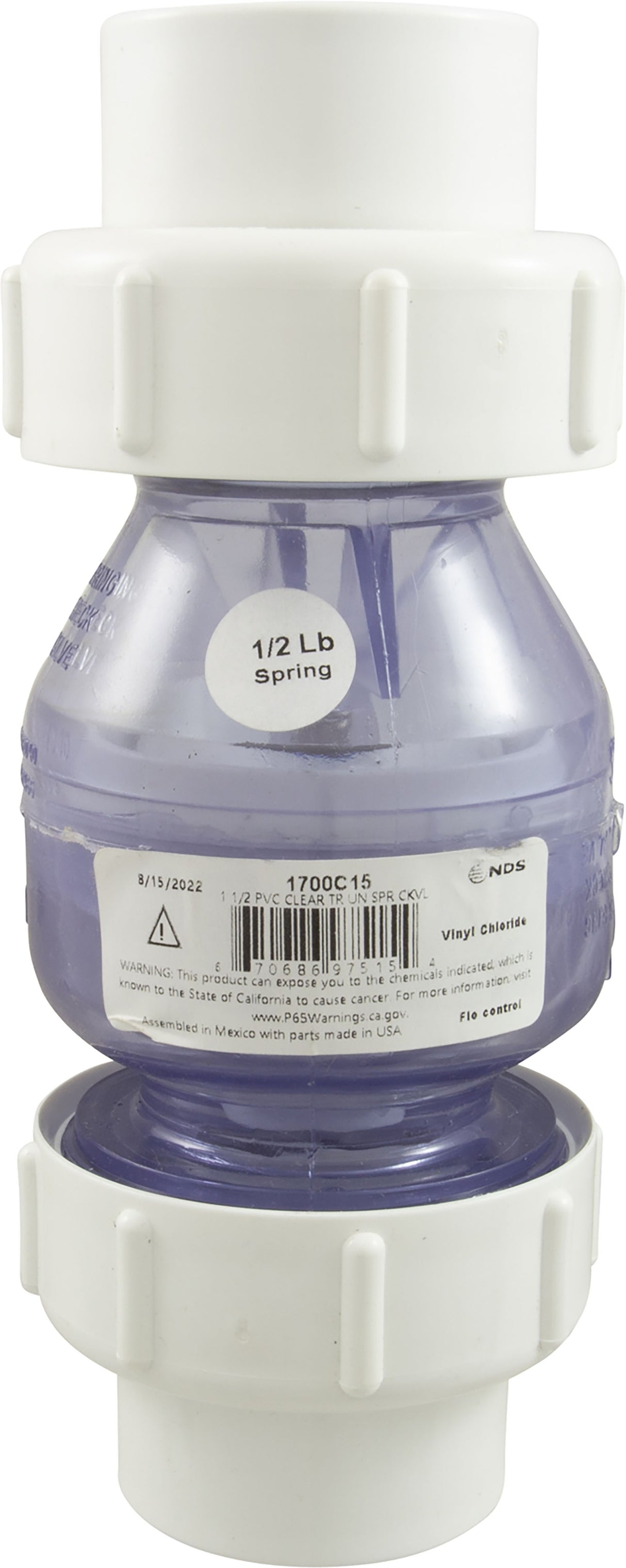 Check Valve, Flo Control, Spring, 1-1/2"s, 1/2 lb, True Union : 1700C15