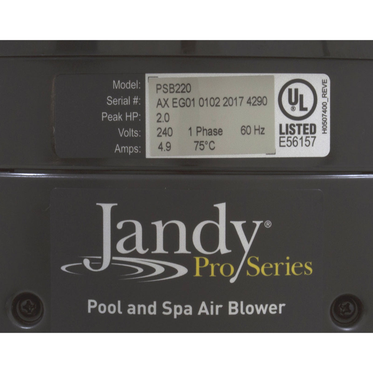 Blower, Zodiac Jandy, Plastic, 2.0hp, 230v, 4.9A, Hardwire : PSB220