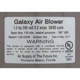 Blower, Air Supply Galaxy Pro, 1.5hp, 230v, 3.2A, Hardwire : 6515231