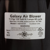 Blower, Air Supply Galaxy Pro, 1.5hp, 115v, 7.4A, Hardwire : 6515131