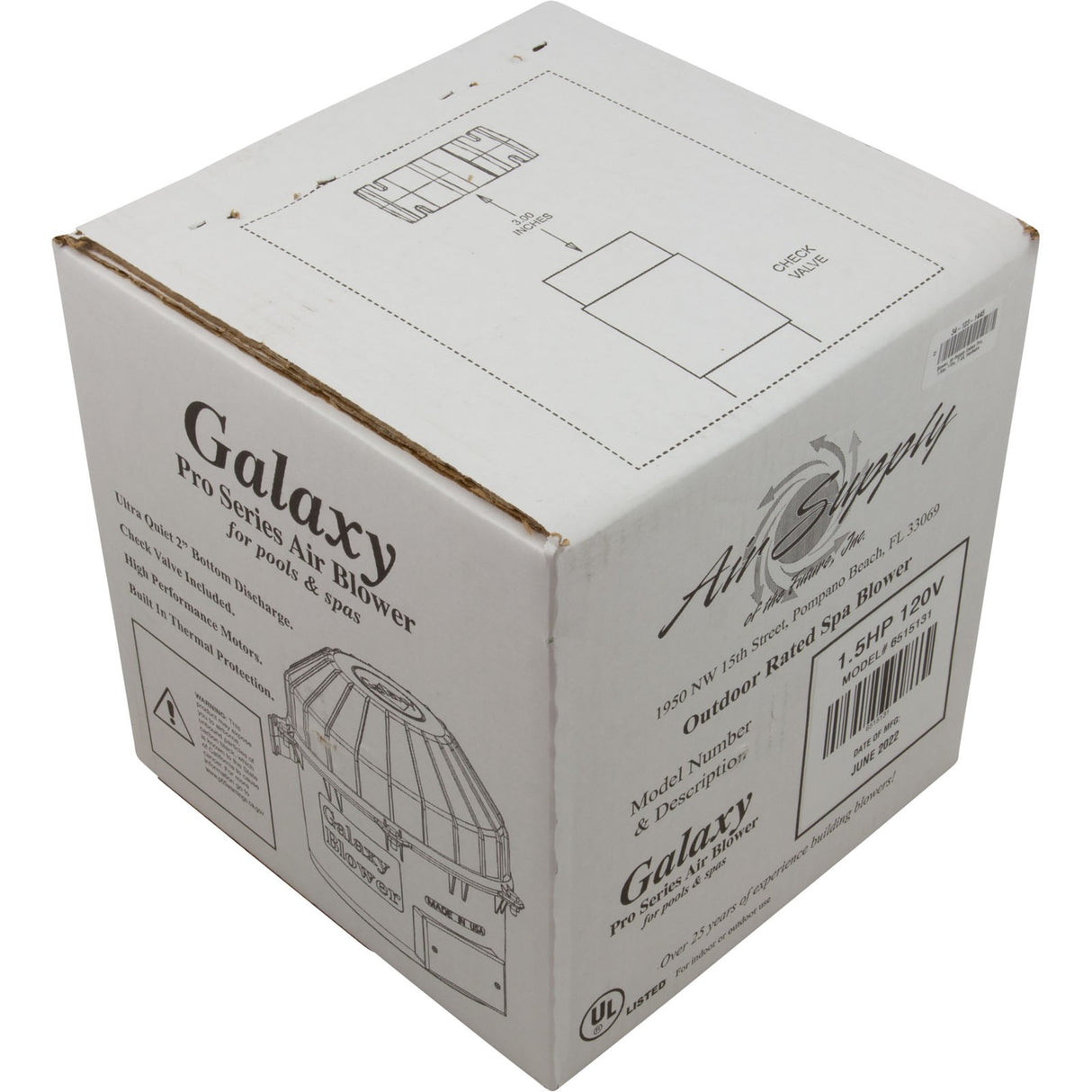 Blower, Air Supply Galaxy Pro, 1.5hp, 115v, 7.4A, Hardwire : 6515131