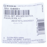 Decal Set, Zodiac, JPS, 4 Function Spa Side Remote : 5400+