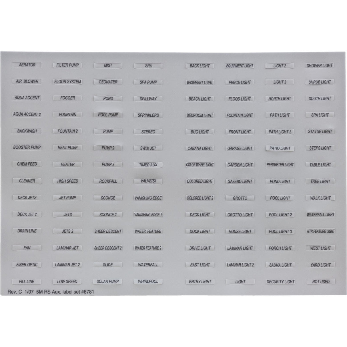 Aux Label, Zodiac Jandy AquaLink, All Button Control : 6781+
