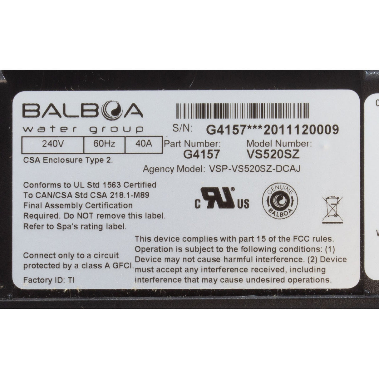 Control, BWG VS520SZ, P1 (2) , P2 (2) , Bl, Oz, Lt, 4kW, 230v : G4157