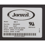 Control, Jacuzzi GD32000, 230v, Pump, Blower : GD32000