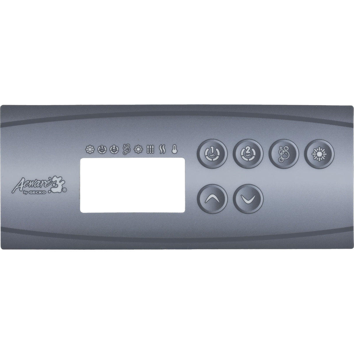 Overlay, HydroQuip, in.K35, 6 Button, P1, P2, Bl, Lt, wht/gry : 80-0237