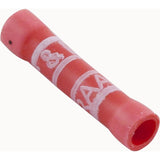 Butt Splice, 22-18 AWG, Red, Quantity 25 :