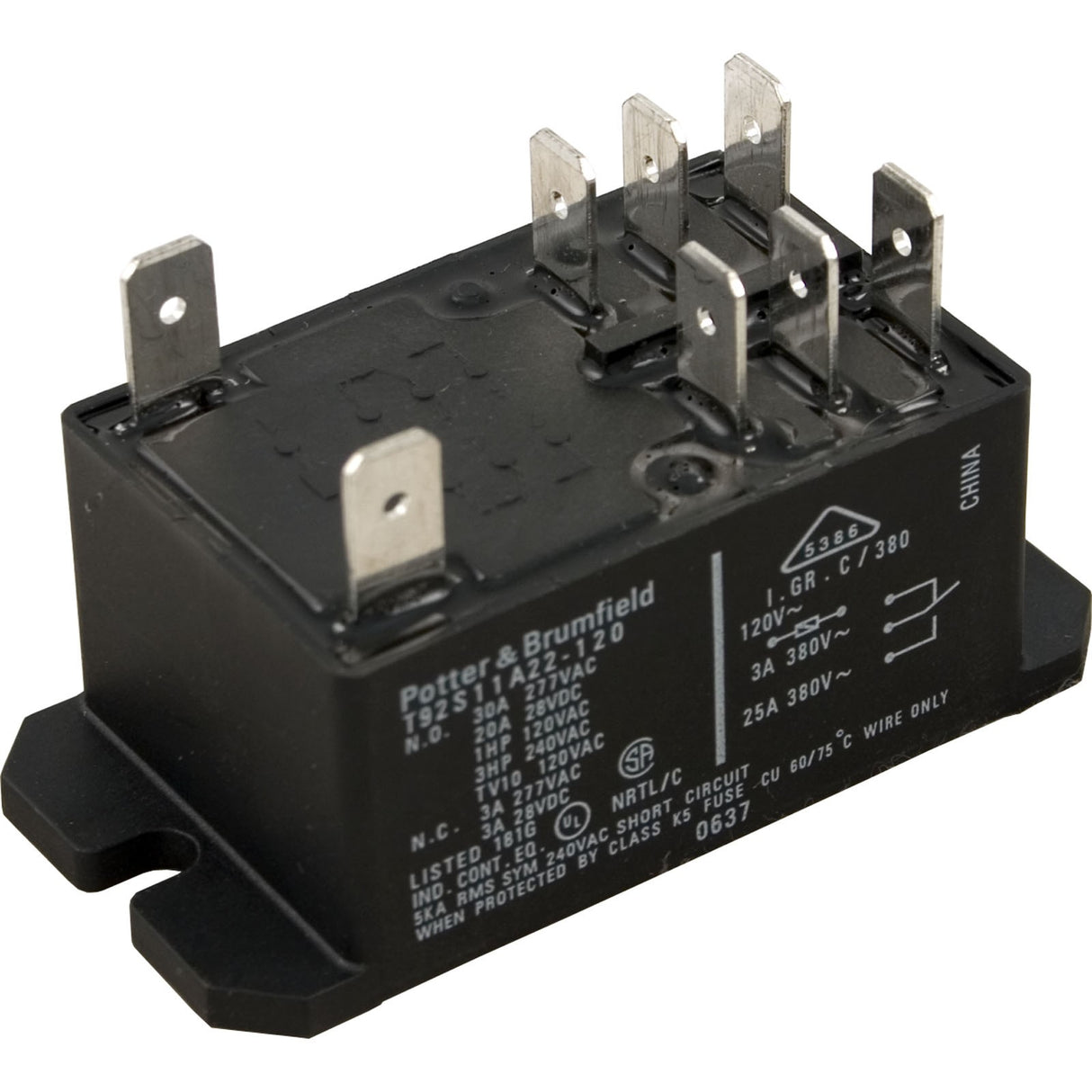 Relay, PandB, T-92, DPDT, 30A, 115v, Coil : T92S11A22-120