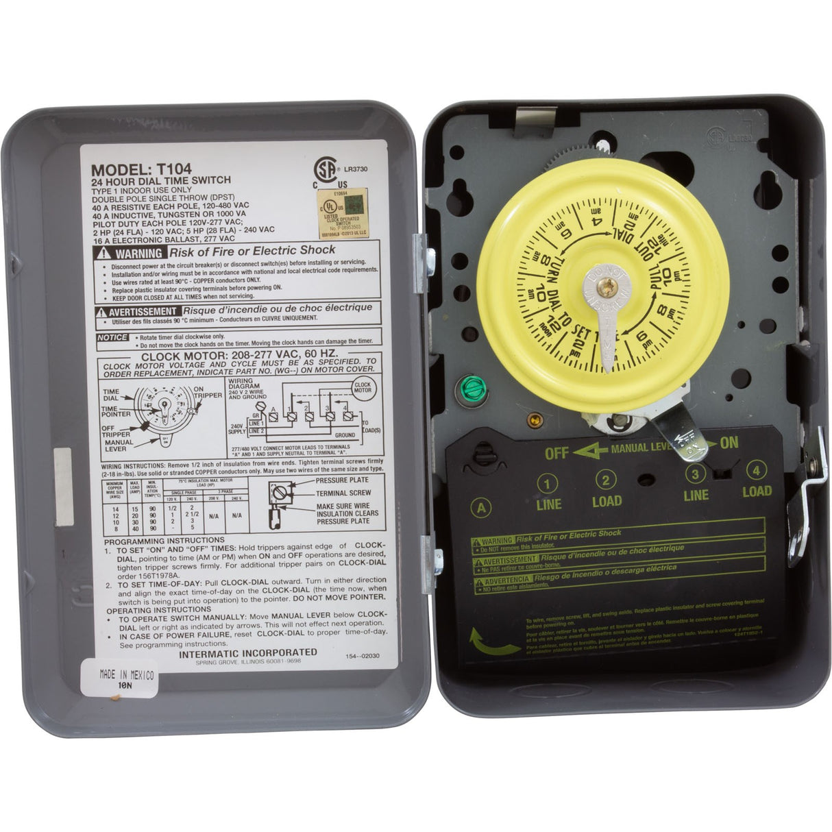Indoor Type 1 Metal Enclosure, T100 Series- 208-277 V Dpst : T104