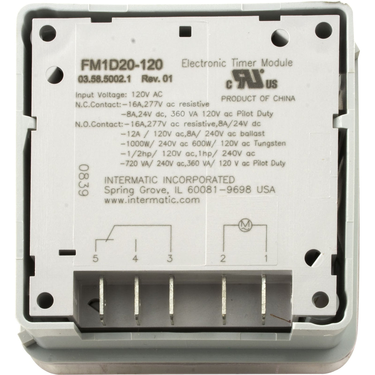 Timer, Grasslin, SPDT, Panel Mount, 115v, Digital, 24 Hour/7 Day : FM1D20E-120