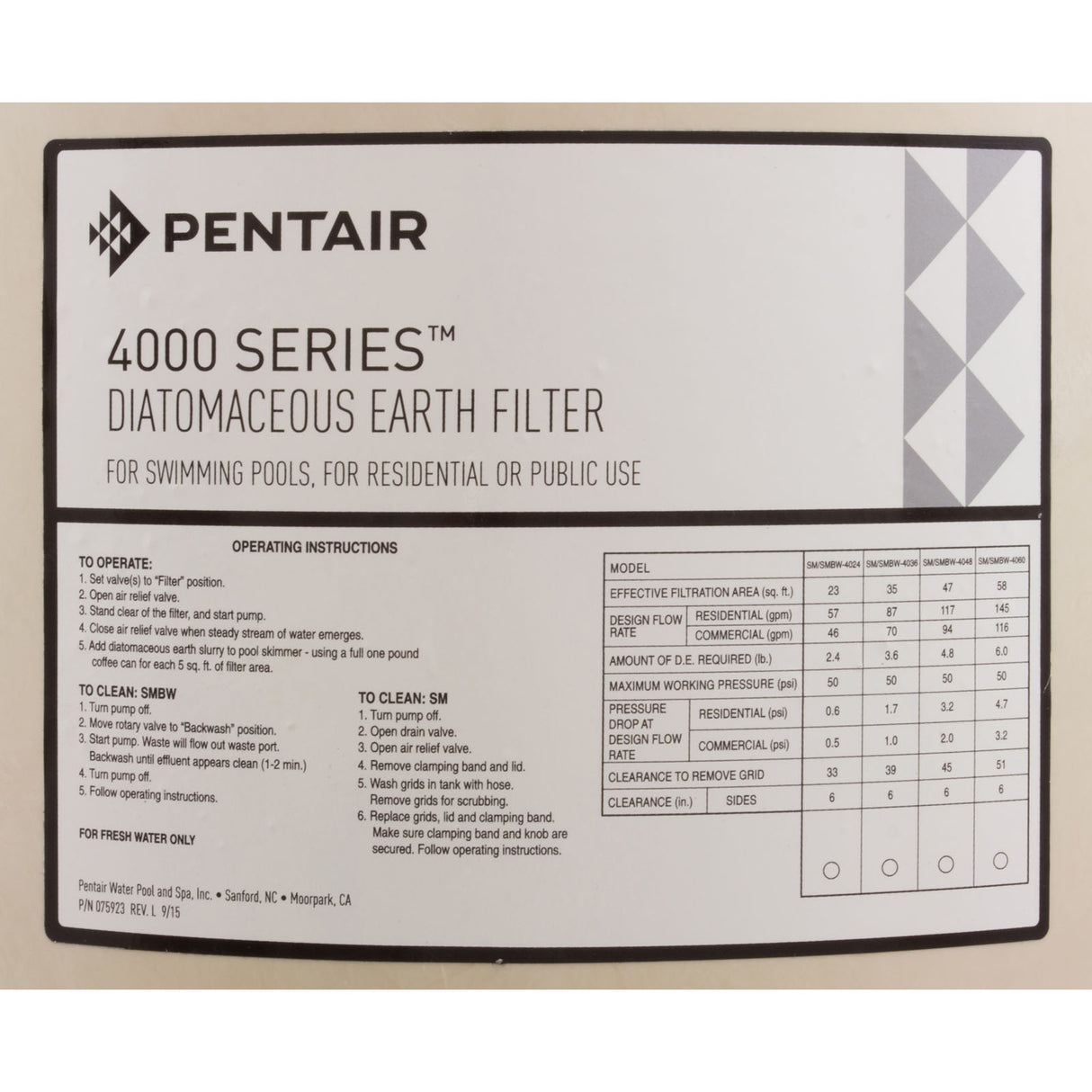 Tank Body, Pentair Purex SMBW : 197130 - Purex/Pentair - 197130 - PartsForSpas.com