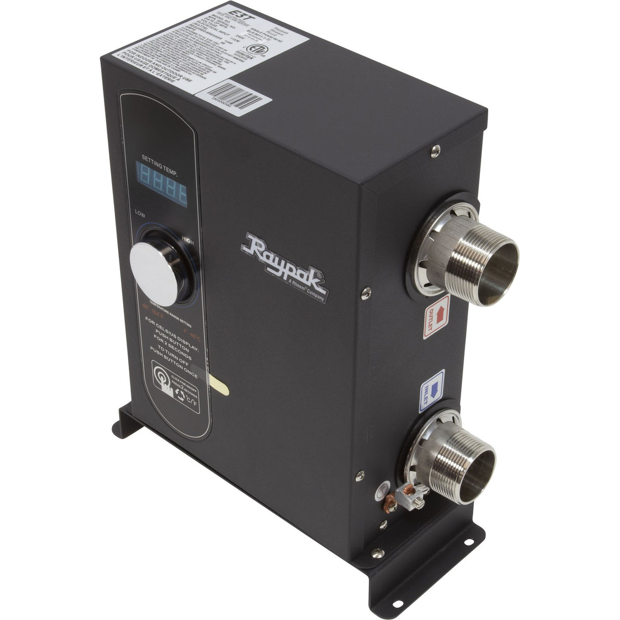 Digital Electric Heater, Raypak E3T, 1-1/2" mpt, 230v, 11kW : 017122