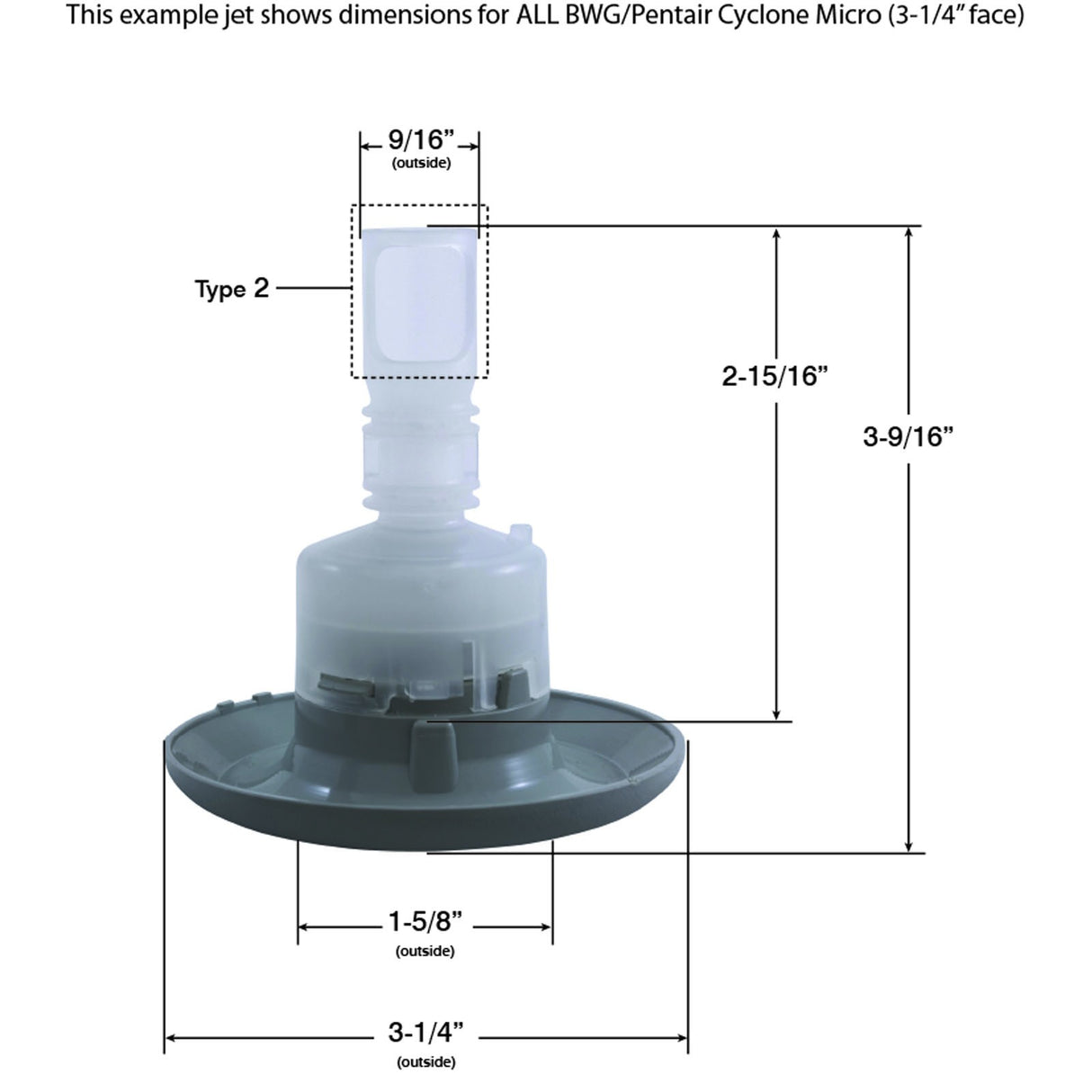 Jet Intl, BWG Cyclone Micro, 3-1/4"fd, Dir, Txt Scal, Slvr : 964981