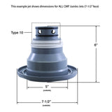 Jet Intl, CMP Jumbo, 7-1/2"fd, Massage, Scalloped, SS/Graph Gry : 23570-142-000
