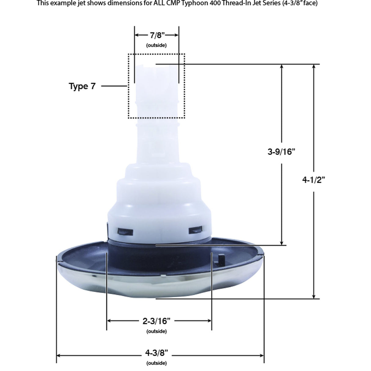 Jet Intl, CMP Typhoon 400, 4-3/8"fd, 2 Roto, Scal, SS/Graph Gry : 23442-222-000