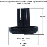 Jet Intl, CMP Cluster, 1-13/16", Twin Roto, Smth Scal, Blk : 23510-124-000
