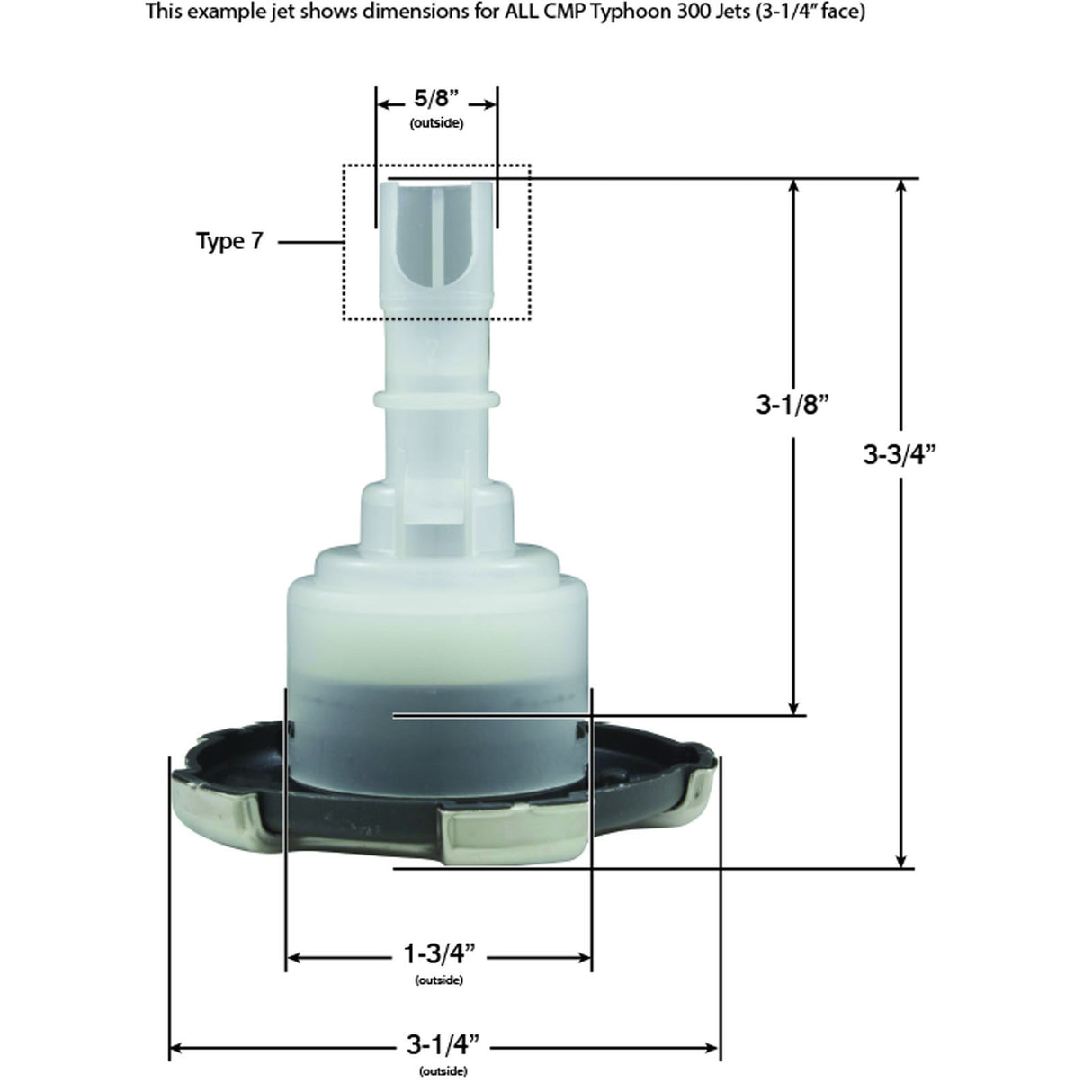Jet Intl, CMP Typhoon 300, 3-1/4"fd, 2Roto, Crown, SS/Graph Gry : 23436-032-700