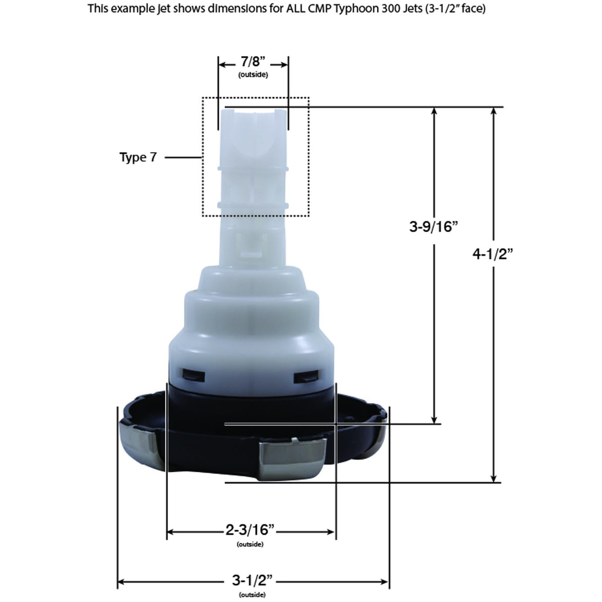 Jet Intl, CMP Typhoon 400, 3-3/8"fd, 2 Roto, Crown, SS/Graph Gry : 23446-032-700