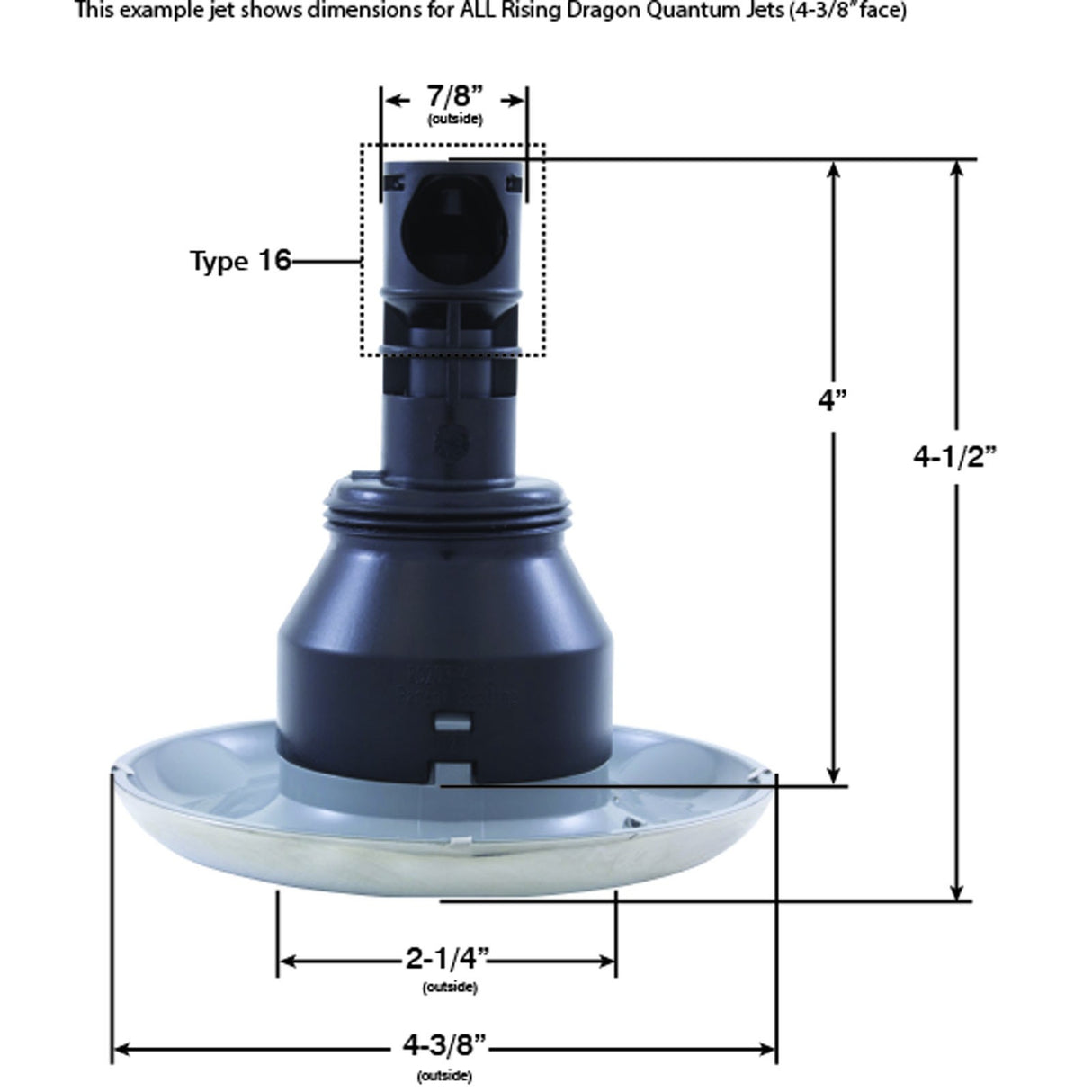 Jet Intl, RD Quantum, 4-3/8"fd, Dir, Smth, SS/Blk, Thd : RD203-L4311S
