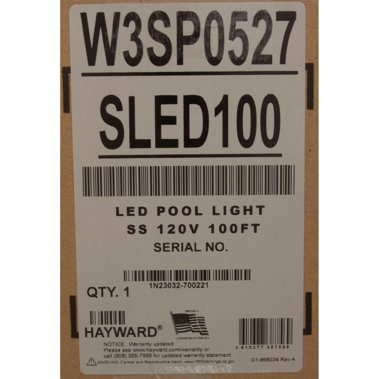 Pool Light, Hayward ColorLogic 4.0, LED, 115v, 100' Cord, SS : W3SP0527SLED100